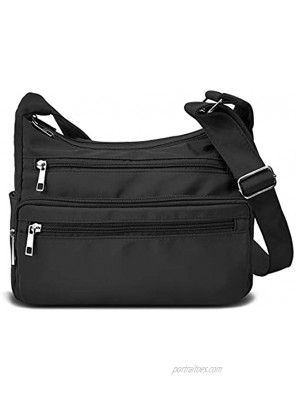 RFID Purses for Women Fabric Nylon Multi Pocket Crossbody Bag Ladies Travel Handbag