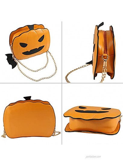 RollingBronze Women Pumpkin Handbag Halloween Candy Bag Little Devil Shoulder Messenger Bag Purse Brown 19x18x7cm