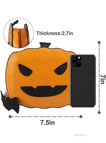 RollingBronze Women Pumpkin Handbag Halloween Candy Bag Little Devil Shoulder Messenger Bag Purse Brown 19x18x7cm