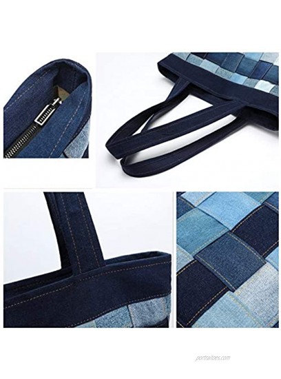 S-JACOL Denim Handbags Stripe-tape Casual Shoulder Bag