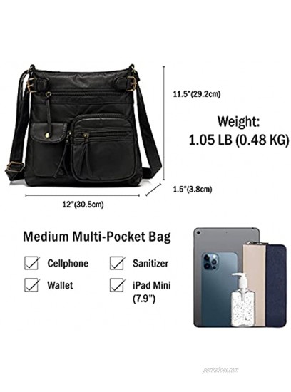 Scarleton Multi Pocket Crossbody Bag for Women Shoulder Bag Ultra Soft Washed Vegan Leather Shoulder Purse H1833