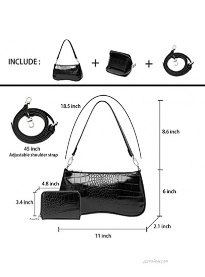 Shoulder Bag for Women 90s Trendy Purse Small Crocodile Clutch Y2K Fashion Mini Handbag with Crossbody Strap