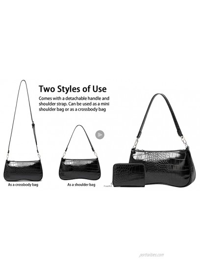 Shoulder Bag for Women 90s Trendy Purse Small Crocodile Clutch Y2K Fashion Mini Handbag with Crossbody Strap