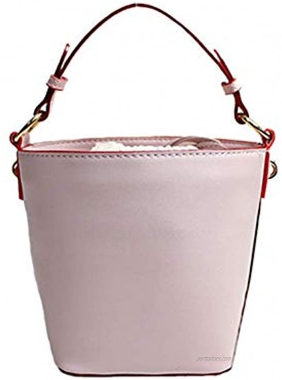 Small Flamingo Drawstring Bucket Shoulder Bag Barrel Shaped Tote Handbag for Womens Girls Pink