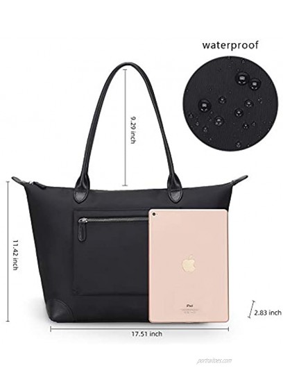 Tote Bag for Women Large Nylon Purses Handbags Leather Handles Womens Ladies Waterproof Zipper Travel Work Shoulder Purse