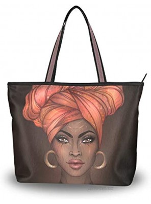 Woman Tote Bag Shoulder Handbag African American Woman for Work Travel Business Beach Shopping School