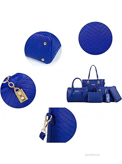 Women Handbags Set 6 Pcs PU Leather Top Handle Purse Shoulder Crossbody Bag Sets