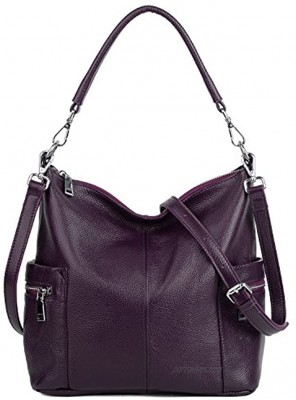 YALUXE Shoulder Bag Women's Multi Pocket Soft Cowhide Leather Medium Purse Style
