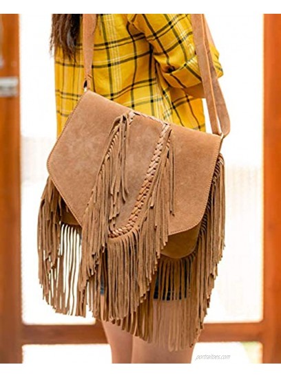 AryanExports Women Hippie Fringe Bags Fashion Bohemian Tassel Cross Body Bag Vintage Boho Bags