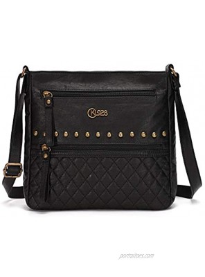 Crossbody Purses for Women Shoulder Bag Multi Pocket Soft PU Washed Leather Purse and Handbags
