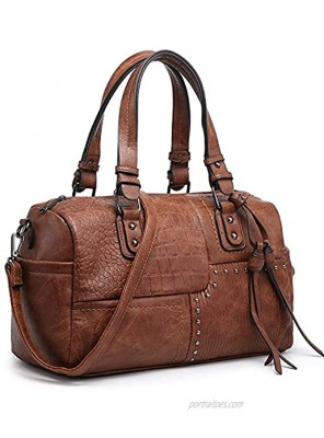 Dasein Women Soft Vegan Leather Barrel Bags Large Top Handle Totes Satchel Handbags Shoulder Purse