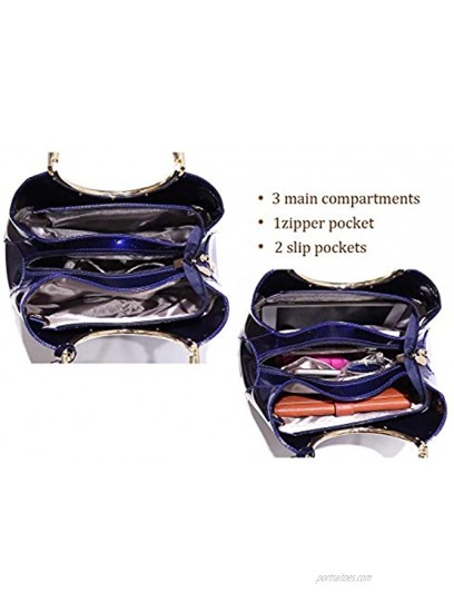 Hoxis Charm Glossy Metal Grip Structured Shoulder Handbag Women Satchel