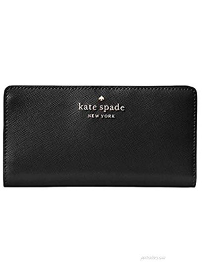 Kate Spade New York Large Shoulder Staci Satchel handbag bundled with Large Slim Bifold Black