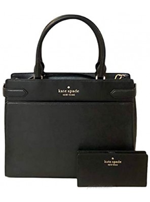 Kate Spade New York Large Shoulder Staci Satchel handbag bundled with Large Slim Bifold Black