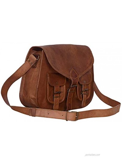 KPL 14 Inch Leather crossbody bags Purse Women Shoulder Bag Satchel Ladies Tote Travel Purse full grain Leather Tan Brown