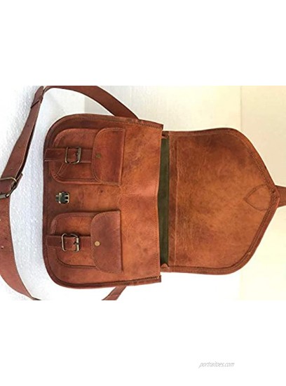 KPL 14 Inch Leather crossbody bags Purse Women Shoulder Bag Satchel Ladies Tote Travel Purse full grain Leather Tan Brown