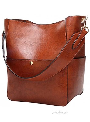 Molodo Womens Handbag Pu Leather Bucket Tote Purse And Handbags Medium Satchel Hobo Purse Designer Work Shoulder Bags