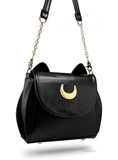 Oct17 Moon Luna Purse Kitty Cat satchel shoulder Bag Designer Women Handbag Tote PU Leather Sailor School