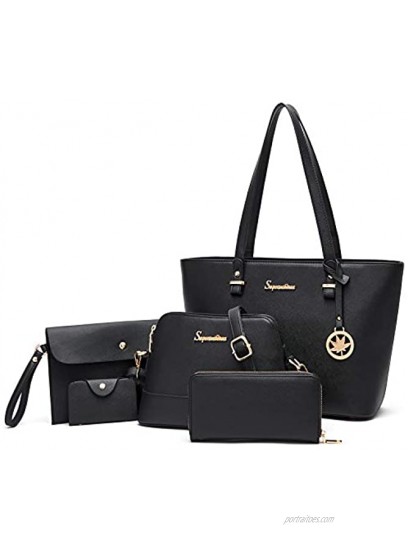 Soperwillton Handbag for Women Wallet Tote Bag Shoulder Bags Top Handle Satchel 5pcs Purse Set