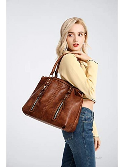 Top Handle Satchel Bags for Women Large Hobo Shoulder Bag Leather Tote Crossbody Purses and Handbags Multiple Pockets barrel