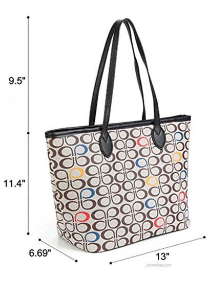 Womens Handbags All-over Printed Purses Satchel Shoulder Bag with Zipper Wallet