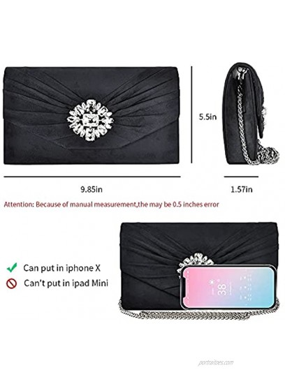 ANKESON Clutch Purses for Women Velvet Pleated Evening Bags Envelope Shoulder Evening Handbags