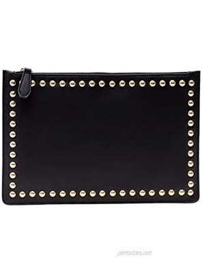 ANYHAN envelop clutch decorated with gold dorm rivets is crafted in beautiful and durable saffiano leatherPU