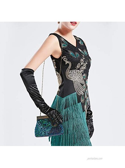 BABEYOND 1920s Flapper Peacock Clutch Gatsby Sequined Evening Handbag Beaded Bag