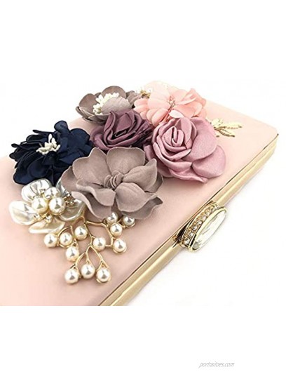 By Shirin | Women’s 3D Floral Clutch Purse Hand Bag | Handmade with Pearl | Bridal Wedding Daytime Evening Party