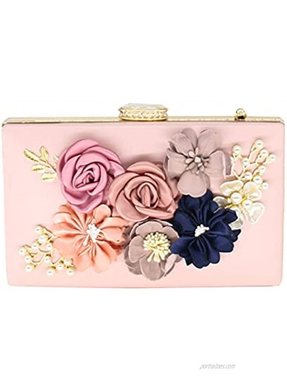 By Shirin | Women’s 3D Floral Clutch Purse Hand Bag | Handmade with Pearl | Bridal Wedding Daytime Evening Party