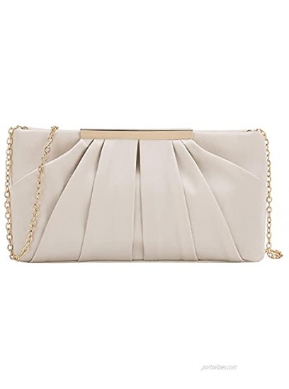 Charming Tailor Clutch Evening Bag Elegant Pleated Satin Formal Handbag Simple Classy Purse for Women