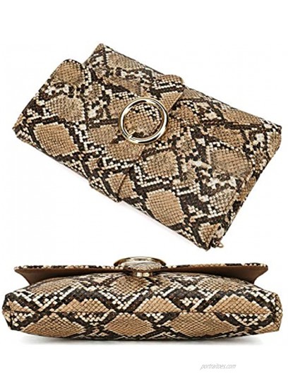 Charming Tailor Snake Clutch Purse with Wrist Strap PU Python Clutch Dress Handbag
