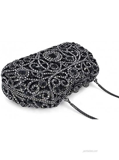 Crystal Clutch for Women Rhinestone Evening Bag black