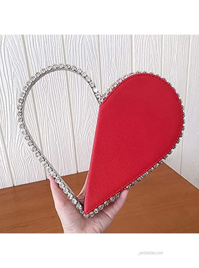 Cute Mini Heart Shape Evening Clutch Bag Rhinestone Diamond Frame Wedding Party Purse Handbag for Women