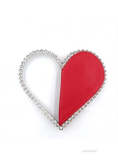Cute Mini Heart Shape Evening Clutch Bag Rhinestone Diamond Frame Wedding Party Purse Handbag for Women