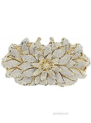 Elegant Flower Clutch Evening Bags for Women Wedding Party Crystal Purse and Handbags