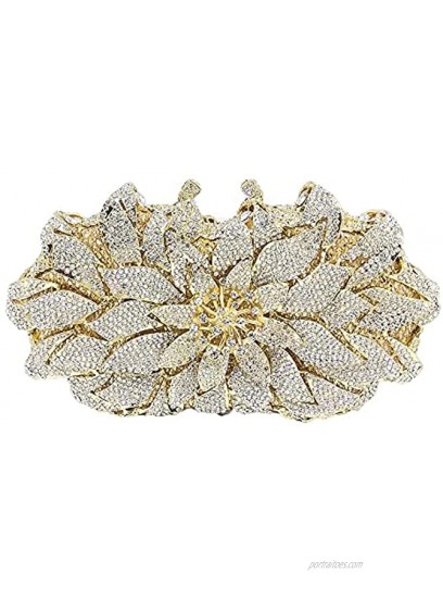 Elegant Flower Clutch Evening Bags for Women Wedding Party Crystal Purse and Handbags