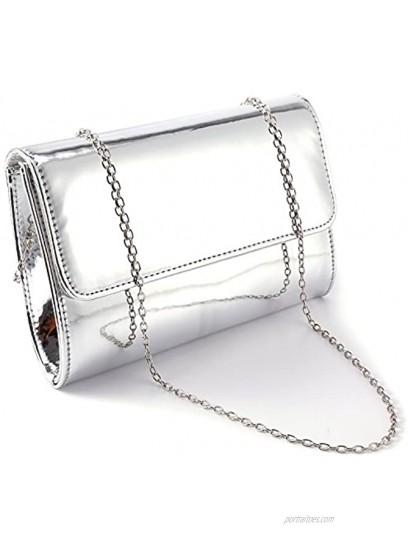 Fraulein38 Designer Mirror Metallic Women Clutch Patent Evening Bag