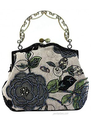 ILISHOP Women's Vintage Luxury Printing Beaded Women Handbag Evening Bag