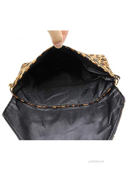 JUMISEE Women Leopard Envelope Clutch Bag Crossbody Purse Fashion Shoulder Handbag Evening Bag with Chain