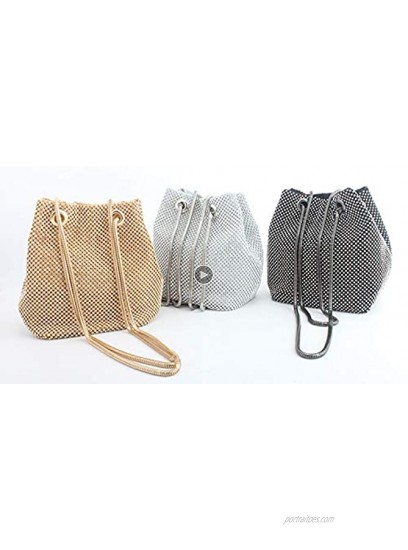 Lanpet Mini Evening Clutch Purse for Women Luxury Crystal Crossbody Shining Bucket bags Evening Handbags for Wedding Party