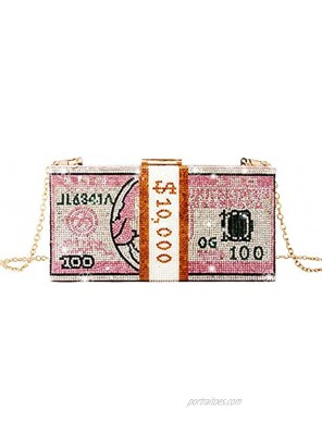 Luxury Fashion Women crystal Money Evening bag Clutch Bags Dollar Design Diamond Party Purse Handbags