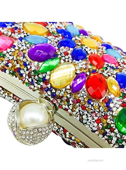 MultiColored Pearl Clasp Women Crystal Purse Evening Handbags Wedding Clutch Bag