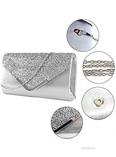 Queena Womens Shiny Sequins Evening Clutch Envelope Handbag Chain Purse for Wedding Party Prom Gift for Mom Wife Girlfriend