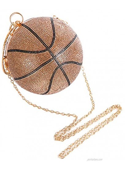 Rhinestone Basketball Evening Bag Round Glitter Clutch Purse Party HandBags