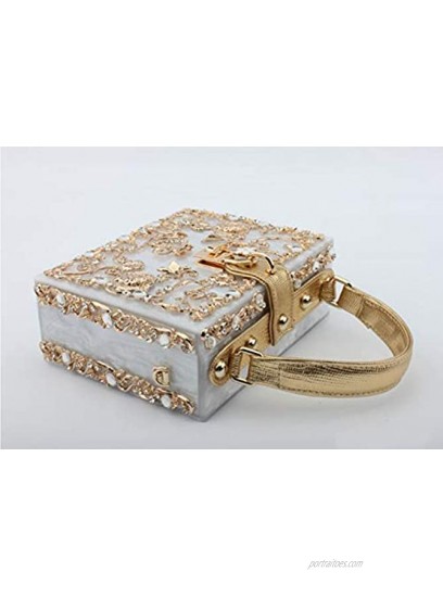 Shiratori Women Evening Clutch Bag Acrylic Square Box Shoulder HandBags For Wedding Party Tote Purse