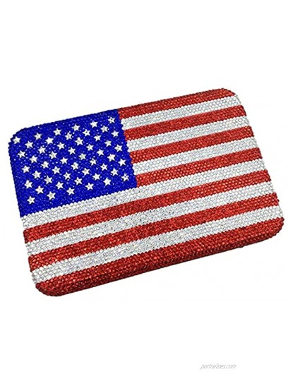 The National Flag Crystal Clutch Purse for Women Evening Bags Party Chain Shoulder Handbags