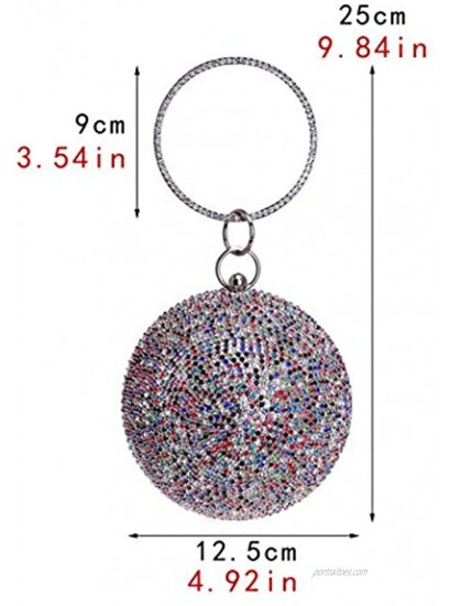 Tngan Ball Shape Clutch Purse Party Handbag Rhinestone Ring Handle Evening Bag