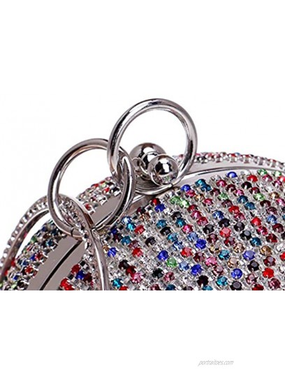 Tngan Ball Shape Clutch Purse Party Handbag Rhinestone Ring Handle Evening Bag