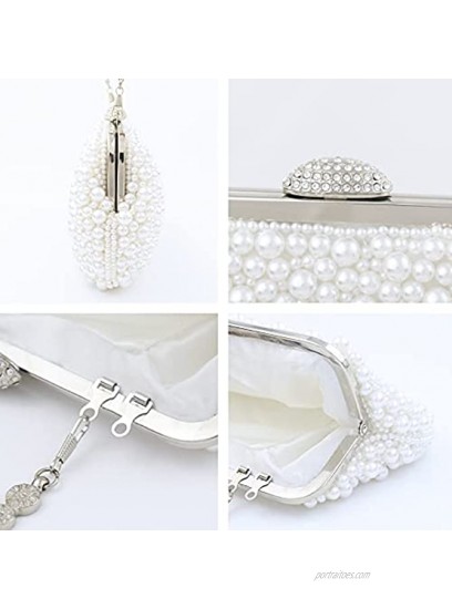 TOPFIVE Women's Pearl Beaded Clutch Evening Handbags for Formal Bridal Wedding Clutch Purse Prom Cocktail Party